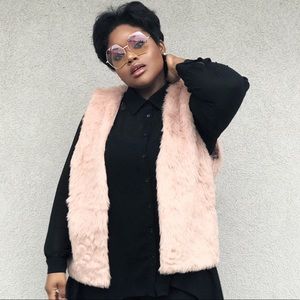 Blush Pink faux fur vest